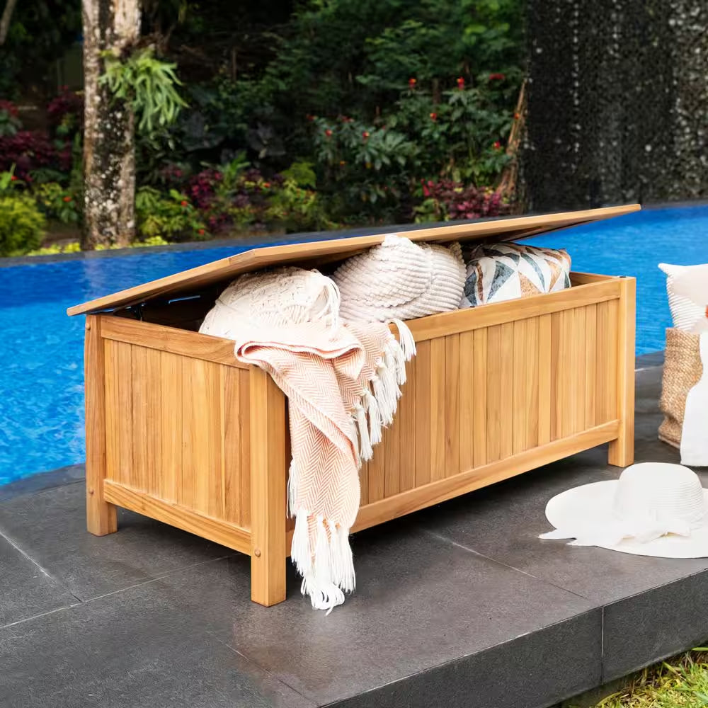 Gilmore 48-Gallon Teak Wood Outdoor Storage Chest