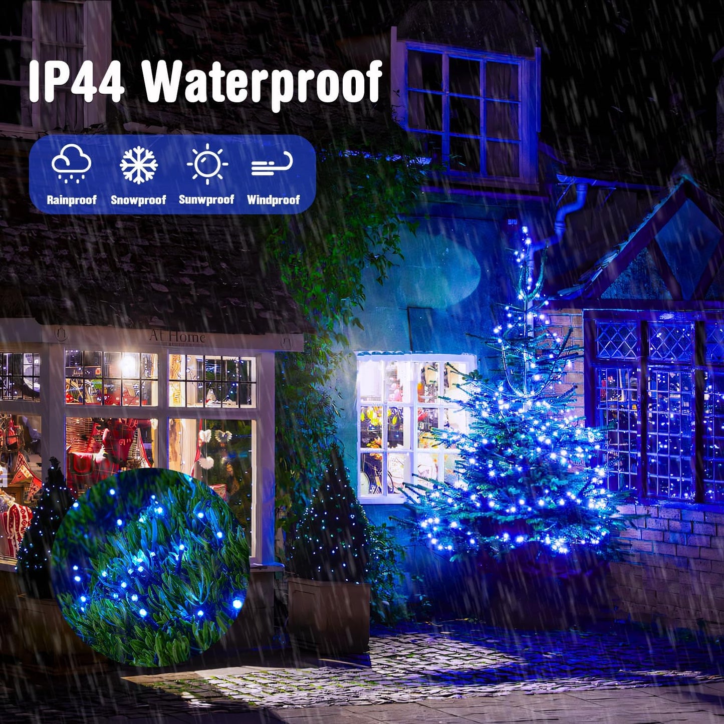 250 LED Blue Christmas Lights - 91.5 Ft Extendable Waterproof String Lights with 8 Modes for Indoor and Outdoor Holiday Decorations, Ideal for Trees, Gardens, Patios, and Parties