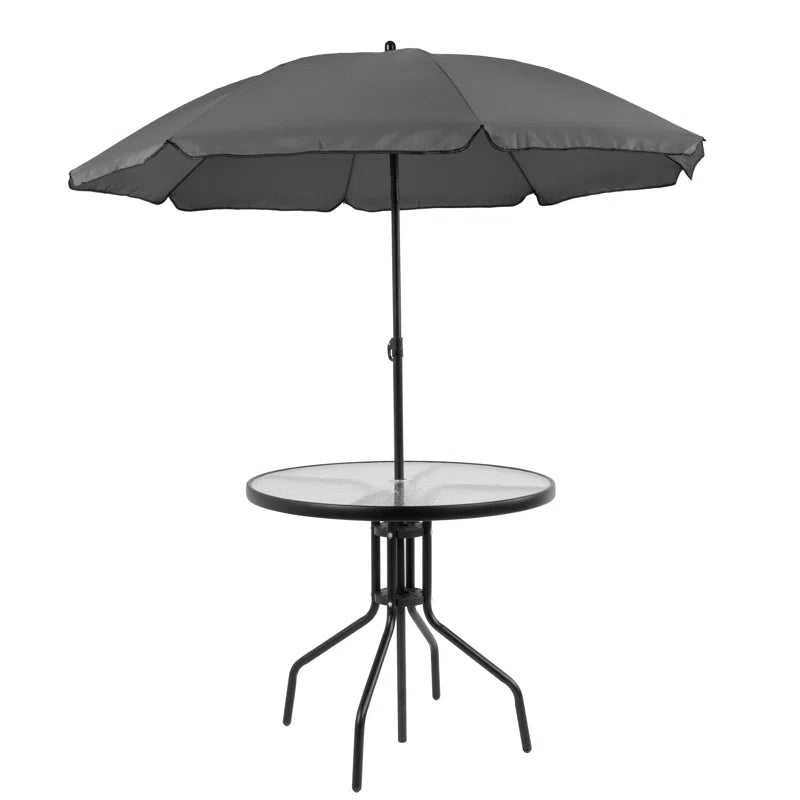 Amlie 6-Piece Rippled Glass Outdoor Patio Dining Set with Folding Chairs by Flash Furniture