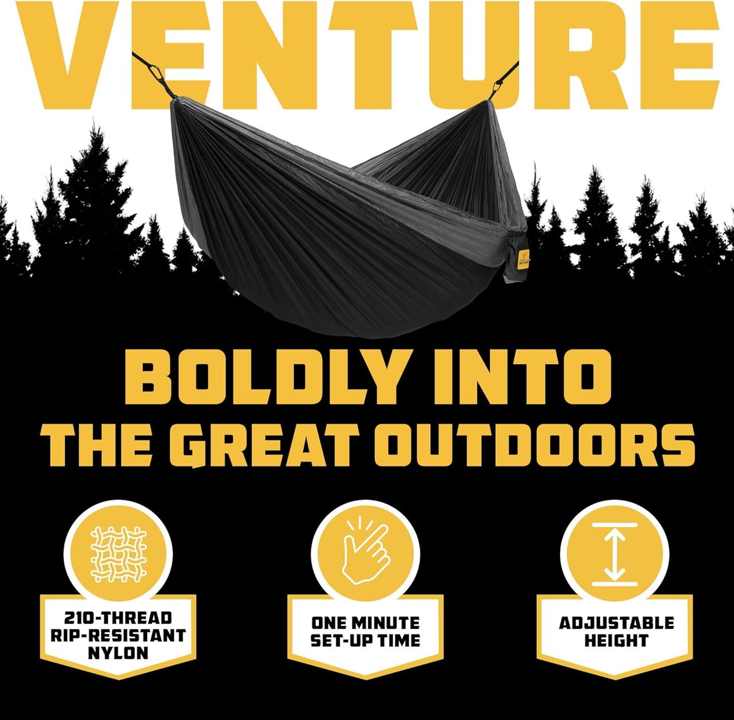 Portable Camping Hammock - Supports Up to 500 lbs with Tree Straps - Perfect for Travel, Backpacking, Hiking, and Outdoor Activities - Available in Single and Double Sizes