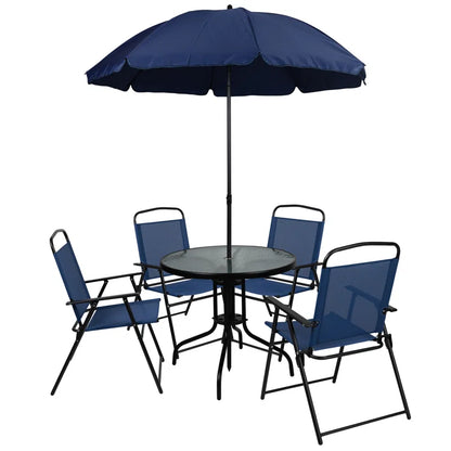 Amlie 6-Piece Rippled Glass Outdoor Patio Dining Set with Folding Chairs by Flash Furniture
